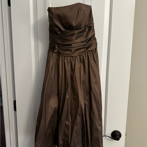 Elegant Brown Strapless Dress